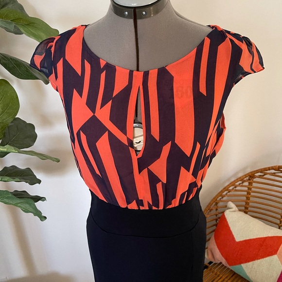 Mng by Mango coral and navy blue dress - Picture 3 of 14